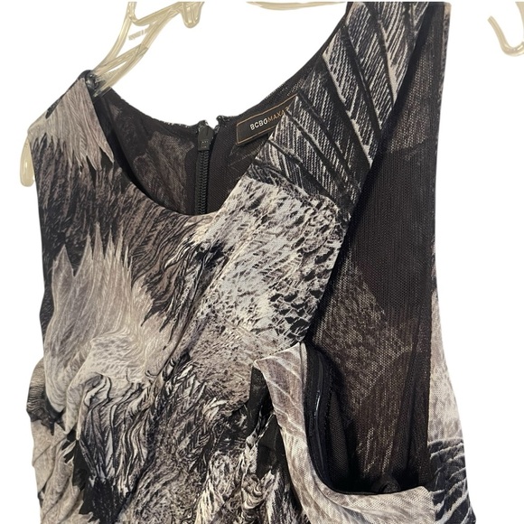 BCBGMaxAzria Roxanne Asymmetrical Ruched Mesh Cocktail Dress Size Medium - Picture 8 of 16